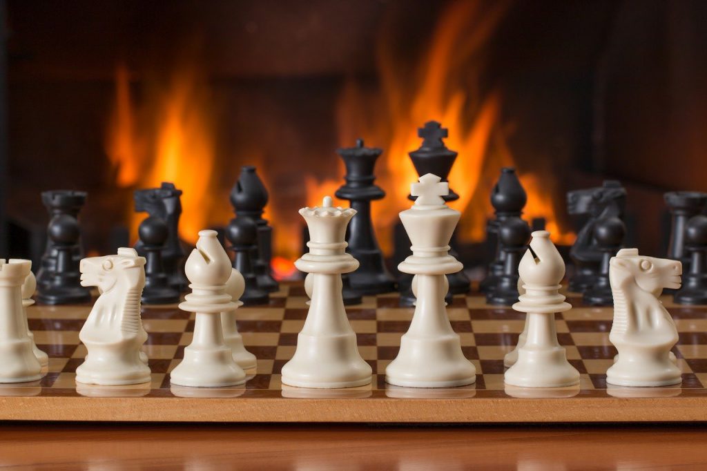chess, board game, fireside